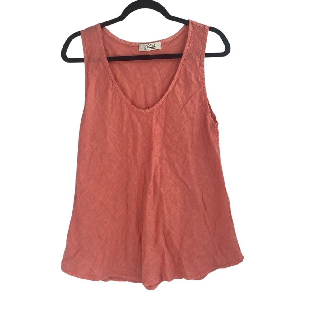 Knotty St. Michael’s Linen Salmon Pink Sleeveless Blouse Top Women’s Medium